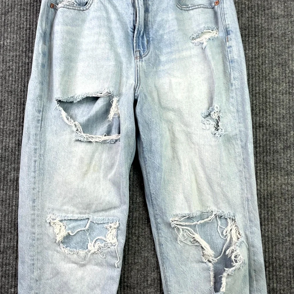 American Eagle Outfitters Mom Jeans Womens 8 Blue Denim Distressed Streetwear
